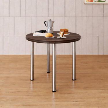 Imagem de Mesa de Jantar Redonda 4 Lugares Tampo em Mdp Nogueira