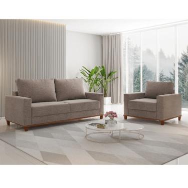 Imagem de Conjunto Sofa Living Linho 180cm Vicente com 1 Poltrona Viana Viero