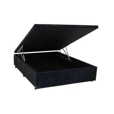 Imagem de Base Box Baú Viúva 128x188x36cm Suede - ConfortBraz, Preto
