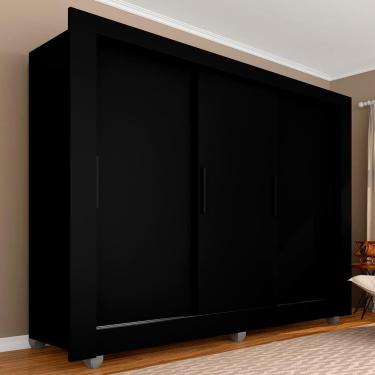 Imagem de Guarda Roupa Casal 3 Portas 1 Gav Betina Preto Fosco- Moveis Arapongas
