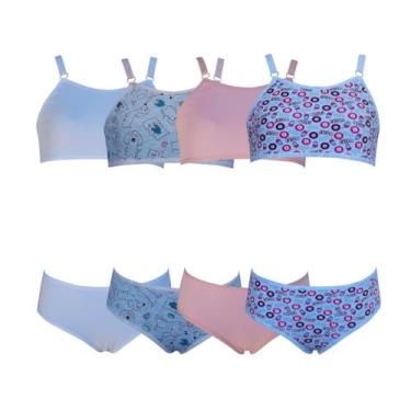 Imagem de Kit 4 Conjunto Menina Calcinha e Sutiã Juvenil Algodão Tamanho:GGCor:V