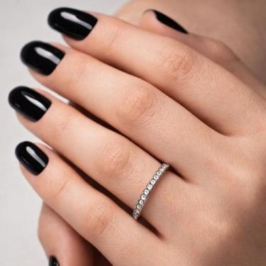 Imagem de Anel Feminino Prata em Aço Inox 316 L Antialérgico com Pedras Brilhant