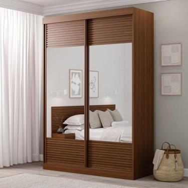 Imagem de Guarda-Roupa Solteiro 2 Portas com Espelho Samambaia CabeCasa MadeiraM