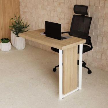 Imagem de Mesa Auxiliar Escritório de Acoplar Direita e Esquerda Pés Metal 90cm 