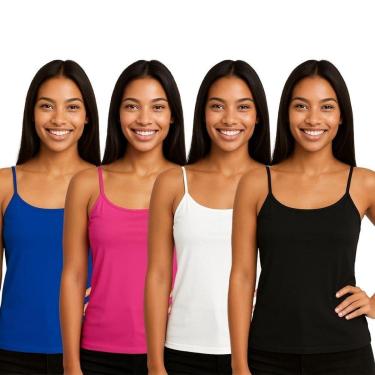 Imagem de Kit 4 Blusas Regata Feminina de Alcinha Lisa-Feminino