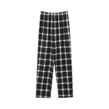 Imagem de Calças De Pijama De Algodão Xadrez Para Adultos, Confortáveis Para Uso