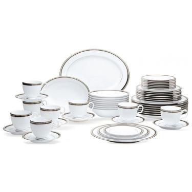 Imagem de Aparelho de Jantar Completo para 8 Pessoas com 50 Peças, Formato Redondo, Material de Porcelana e Estilo Clássico, Noritake 4360-50C, Branco