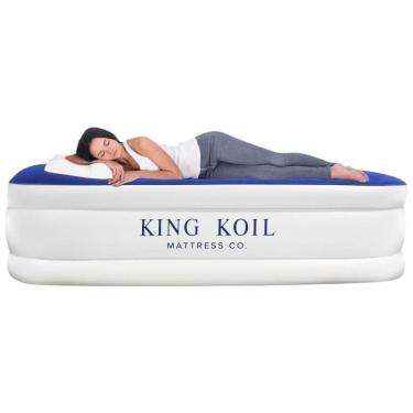 Imagem de Colchão de Ar King Koil Luxo com Pillow Top Plush Queen e Bomba Embutida de Alta Velocidade - Ideal para Casa, Camping e Hóspedes - Tamanho