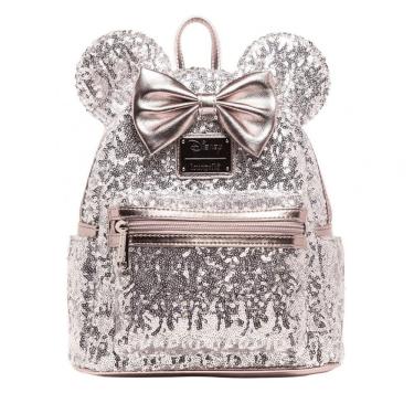 Imagem de Mochila Escolar Infantil Loungefly Disney Minnie Mouse para Crianças a Partir de 6 Anos, Prateada