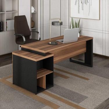 Imagem de Escrivaninha Mesa Escritório Diretor com Gaveteiro Pé Quadro 3 Gavetas