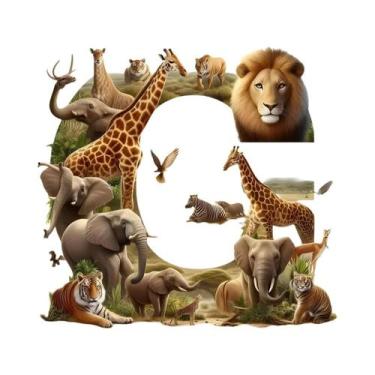 Imagem de Pintura Diamante Alfabeto Girafa Elefante Tigre Zebra Leão, Mosaico DI