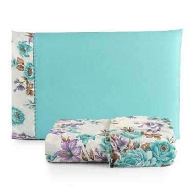 Imagem de Lençol Solteiro 100 Algodão 180 Fios com Elástico Fronha  Macio, Duráv