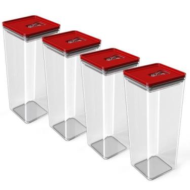 Imagem de Kit Pote Mantimento Hermético 4 Peças de 2,5L Organizador Multiuso Coz