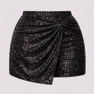 Imagem de Short Saia de Paete Brilhante Plus Size G1 ao G8 Cos Alto Luxo Elegant