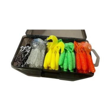 Imagem de 50PCS GOBAIT T Tail Grub Worm Soft Lure 5cm 6cm 7cm Com Isca Metálica 