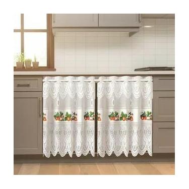 Imagem de Cortina Pia com Bando Vitro Real Renda Cozinha 1,60x0,80x0,20 - Interl