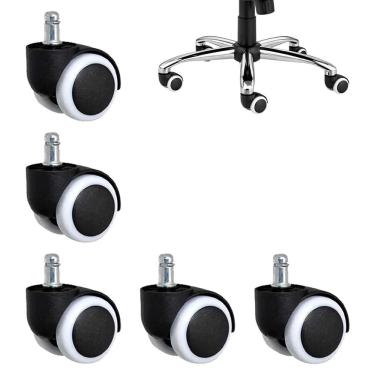 Imagem de Rodinha Giratoria de Cadeira Para Escritorio Kit 5 Uni Ensroscar Resistente Home Office Casa Trabalho Estudo Quarto