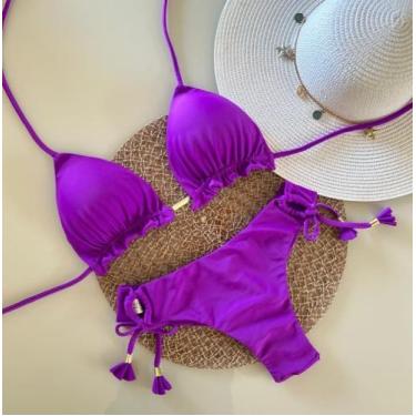 Imagem de Biquini Cortininha Com Calcinha Fio Duplo, Roxo - Naykle, Roxo, P