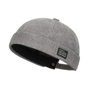 Imagem de Gorro Unissex De Veludo Listrado Em Corduroy Sem Aba Casual Para Outon