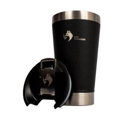 Imagem de Copo Térmico FOX STAINLESS para Bebidas Quentes e Frias com Tampa 473 