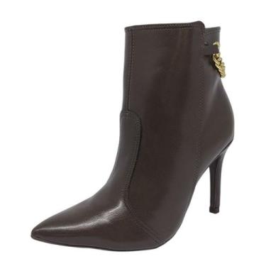 Imagem de Bota Feminina Confortavel Elegante Salto Alto Fino Bebece, Cafe, 36