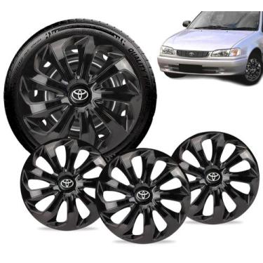 Imagem de Jogo 4 Calotas Velox Aro 15 Preta Toyota Corolla Yaris Etios - Elitte