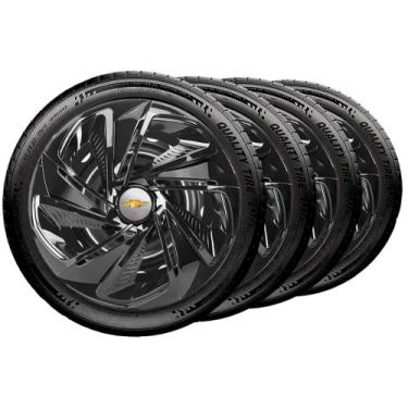 Imagem de Jogo 4 Calotas Nitro Preta Aro 14 Gm Agile Prisma Meriva - Elitte