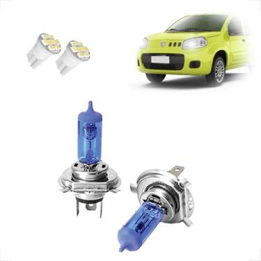 Imagem de Kit de Lâmpadas Halógenas Super Branca Farol Alto e Baixo H4  Fiat Uno