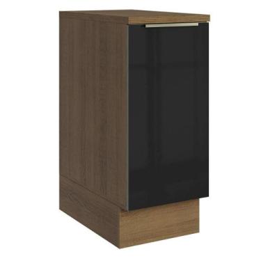 Imagem de Balcão De Cozinha 35 Cm 1 Porta Rustic/preto Lux Madesa Rustic/preto