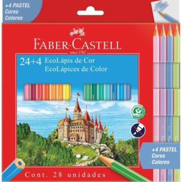 Imagem de Lapis de COR Sextavado Ecolapis 24CORES + 4PASTEL PCT.C/06 - FABER-CAS