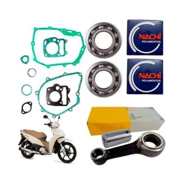 Imagem de KIT Biela Honda Biz 125 Rolamento Virabrequim Nachi e juntas - METAL L