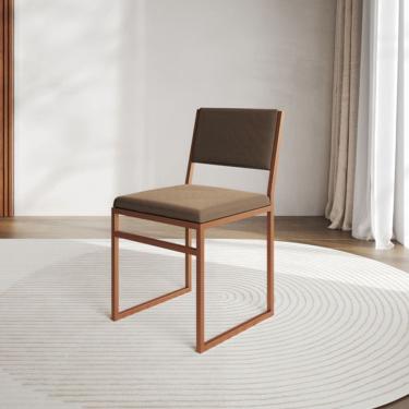 Imagem de Cadeira de Jantar Industrial Isa Veludo Base Cobre para Mesa Sala Cozinha Conforto - Co...