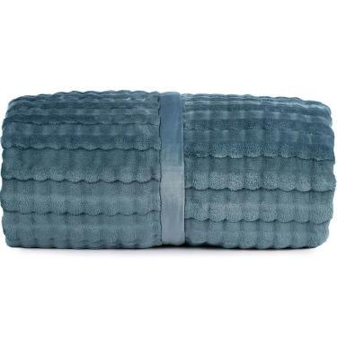 Imagem de Cobertor Queen Desert Plush Flanel Fleece 400g-m2 100% Poliéster Ultra Macio Azul Balneário Altenburg