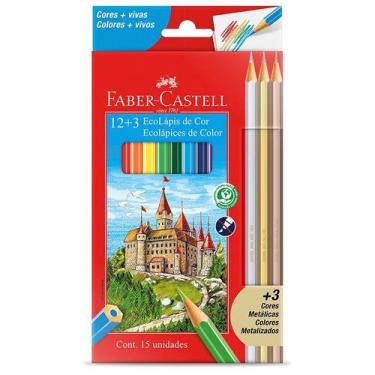 Imagem de Ecolápis de cor 12 cores clássicas + 3 cores metálicas Faber-Castell -