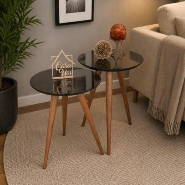Imagem de Kit 2 Mesas Lateral Com Espelho Bronze 50x40 E 60x40cm Paris - CASA UA