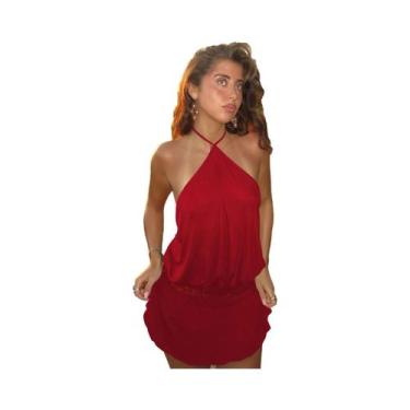 Imagem de Vestido Mini Feminino Halter Sem Costas Com Renda E Bandagem, Moda Ver