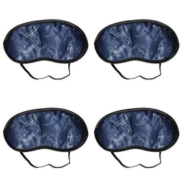Imagem de 4 Máscara De Dormir Azul Tapa Olhos Anti Claridade Poliéster - Rio Tij