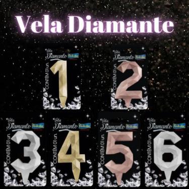 Imagem de Velas Aniversário Decorativas Diamante Várias Cores Lindas - FestColor
