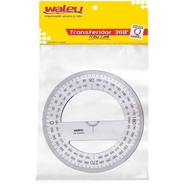 Imagem de Transferidor Maxcril 360 Graus de Poliestireno Cristal Resistente Transparente
