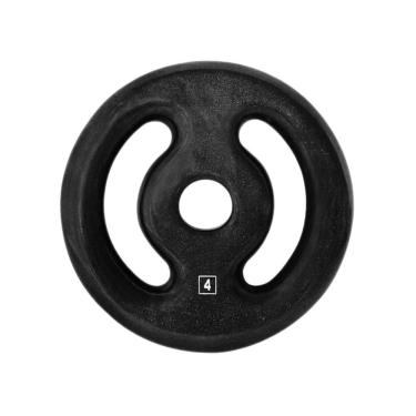Imagem de Anilha Ferro Fundido Emborrachada com Alça Lateral 4kg Preta Anilhas Fitness