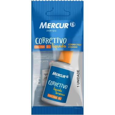 Imagem de Corretivo Líquido Mercur 18ML Alto Poder de Cobertura Secagem Rápida Atóxico Base de Água Branco