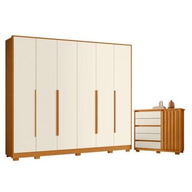 Imagem de Conjunto de Quarto Mercure + Duetto 7 Portas MDP Cinamomo Off White Albatroz Móveis