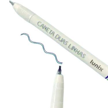 Imagem de Caneta duas linhas Lunix verde e roxo Tilibra