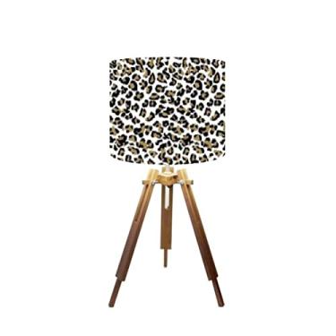 Imagem de Abajur Mesa Tripé Madeira 60cm Cores Estampadas -Md1001 Cúpula Ø30