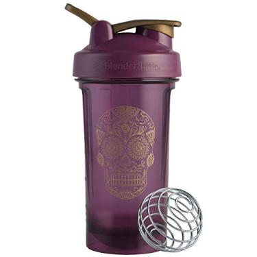 Imagem de BlenderBottle Sugar Skull Shaker Bottle Pro Series Perfeito para shake de proteína e pré-treino, 680 g, ameixa
