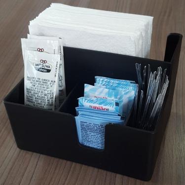 Imagem de Kit 6 Porta Sachês Guardanapos Açúcar Organizadores Bancada Preto