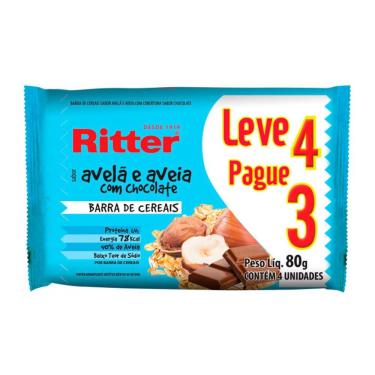 Imagem de Barra de Cereais Ritter Avelã e Aveia com Chocolate Leve 4 Pague 3 com 4 unidades de 20g cada