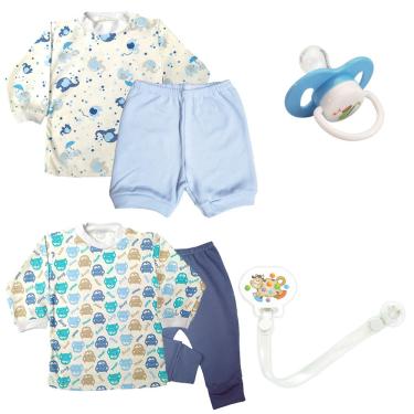 Imagem de Kit Com 6 Peças Camisetas Short Mijão Chupetas e Prendedor