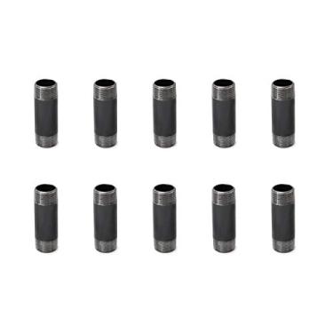 Imagem de Tubo industrial de 1,9 x 7,6 cm, tubo de ferro doméstico TZH pacote com 10, tubo de aço pré-cortado resistente, tubo de metal rosqueado para projetos de estilo vintage industrial/decoração de móveis/prateleiras (1,9 x 7,6 cm, cinza)