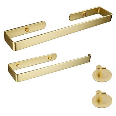 Imagem de Suporte de papel higiênico de ouro escovado ganchos de toalha acessórios de banheiro espaço alumínio parede quarto montagem banho conjuntos de ferragens, A62822,1